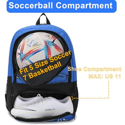 Hsmihair Soccer Bag-Soccer Backpack&Backpack for & Football Volleyball & Basketball,with Ball Compartment and Separate Cleat - color: Deep Blue