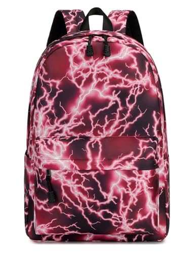 mezhsa Boy School Backpack Elementary Middle Lightning Bookbag Laptop Teenager Waterproof Lightweight 17 Inches (3Red) - color: 3red