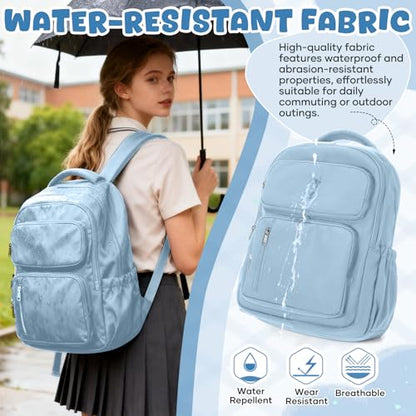 Backpack for Women Men Lighweght Casual Daypack Classic Waterproof Travel Daypack - color: Light Blue