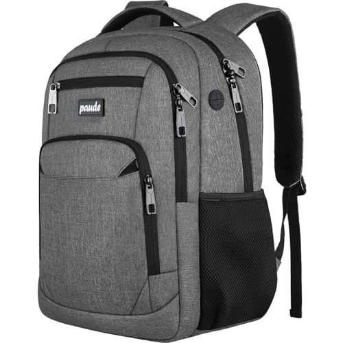 Paude Travel Backpack for Men and Women,17.3 inch School Backpack for Teens,Laptop Backpack with USB Charging port for Business College Trip - color: Dark Gray, size: 17.3 inch