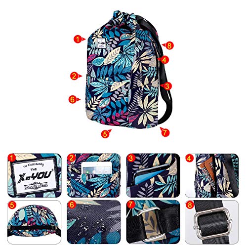 XEYOU Drawstring Sports Backpack Lightweight Gym Yoga Sackpack Shoulder Rucksack Casual Outdoor Daypack for Women and Men | Lightweight - color: Blue Maple Leaf