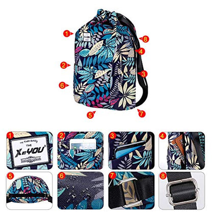 XEYOU Drawstring Sports Backpack Lightweight Gym Yoga Sackpack Shoulder Rucksack Casual Outdoor Daypack for Women and Men | Lightweight - color: Blue Maple Leaf