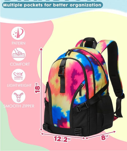 BLUEFAIRY High School Backpack for Girls Boys Middle School Bookbag for Kids Back to School Bag for College with Large Compartment Casual Daypack Mochilas para Niñas Adolescentes 18" Black Rose - color: Black / Rose