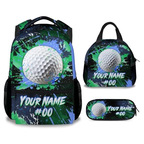 COZYAURA Kids' Backpacks - Personalized Golf Backpack Set for Boys Girls - Sports Bookbag for Elementary Middle School - Cool Ball School Bag with Lunch Bag & Pencil Case - color: Style-a