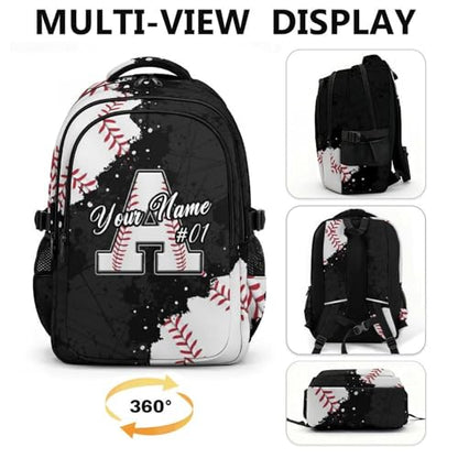 COZYAURA Personalized Baseball Backpack for Boys – 17 Inch Kids School Bag with Chest Strap, Custom Initial Sports Bookbag for Kindergarten, Elementary & Middle School - color: White