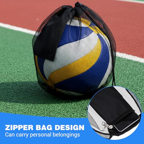 2Pcs Nylon Single Ball Bag, Lightweight Volleyball Ball Bag with Hook, Drawstring Sling Backpack for Soccer, Basketball, Football - color: Dark blue