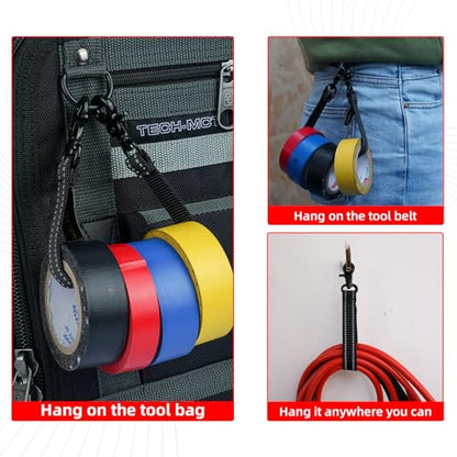 MELOTOUGH Electrical Tape Holder Tape Thong with Trigger Snap Hook Electrical Tape Strap for Tool Bag, Tool Backpack, Tool Belt(Black 2pcs) - color: Reflective Black 2pcs, size: 2 packs