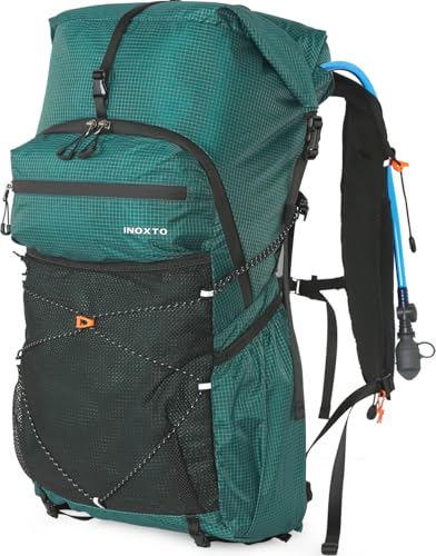 IX INOXTO Hiking Backpack for Men and Women, 30L Waterproof Camping Backpack with 3L Water Bladder and Rain Cover, Lightweight Outdoor Sport Travel Daypack Rucksack for Climbing Cycling (Dark green) - color: Dark Green
