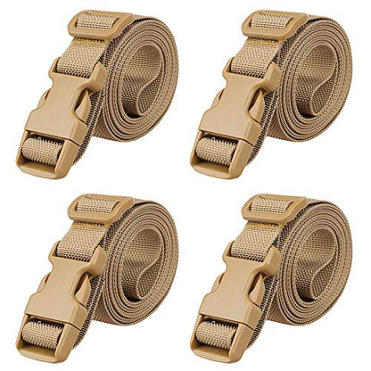 MAGARROW 78" x 1" Strap Buckle Packing Straps Adjustable 1-Inch Belt - color: Khaki 6.5 feet Long (4-PCS)