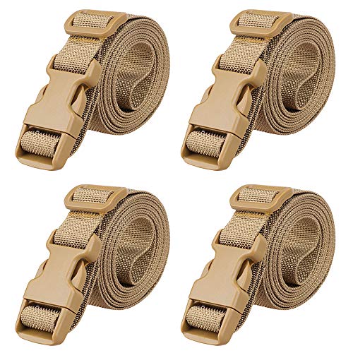 MAGARROW 78" x 1" Strap Buckle Packing Straps Adjustable 1-Inch Belt - color: Khaki 6.5 feet Long (4-PCS)
