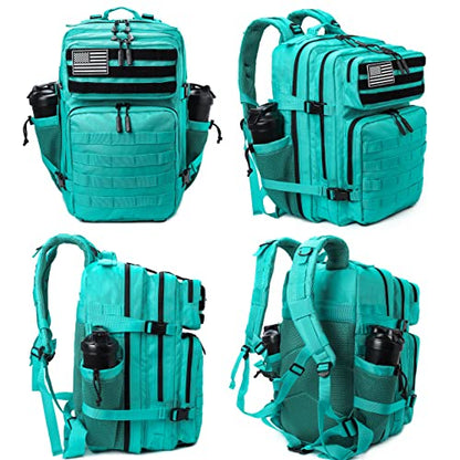 LHI Military Tactical Backpack for Men and Women 45L Army 3 Days Assault Pack Bag Large Rucksack with Molle System - Lake Blue - color: 1.4 Lake Blue