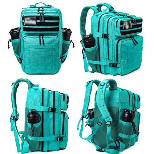 LHI Military Tactical Backpack for Men and Women 45L Army 3 Days Assault Pack Bag Large Rucksack with Molle System - Lake Blue - color: 1.4 Lake Blue