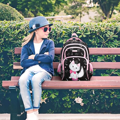 Cusangel Backpack for Girls Boys School Bookbags Kindergarten Elementary Lightweight Waterproof Multifunctional Large Capacity for Backpack (16 inch cat Fun Prints) - color: Black Cat 16in