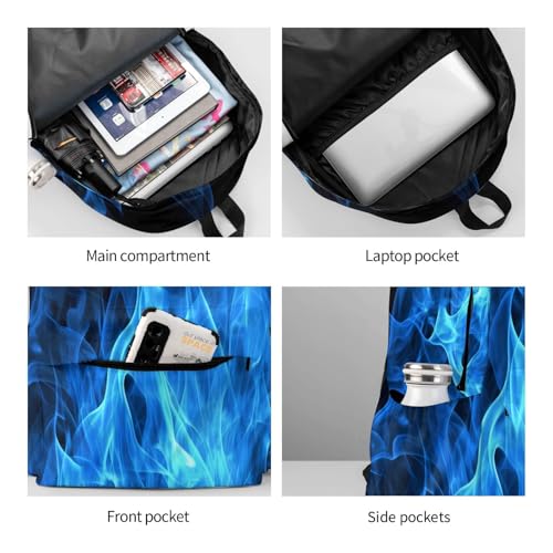 Blue Flame Travel Backpack for Men Women 15.6 inch Laptop Backpack Casual Daypack for Weekender - color: Blue Flame