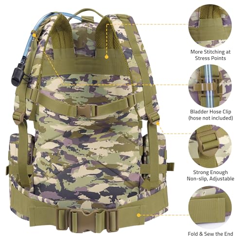 CVLIFE Tactical Backpack Military Army Rucksack 60L Large Assault Pack Detachable Molle Bag, Auriclash - color: Auriclash