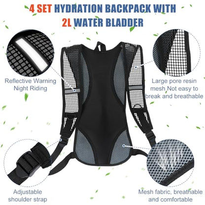 Chunful Hydration Backpack with 2L Water Bladder, Lightweight Hydration Pack Outdoor Water Backpack for Men Women Running Cycling Biking Climbing - color: Brightcolor