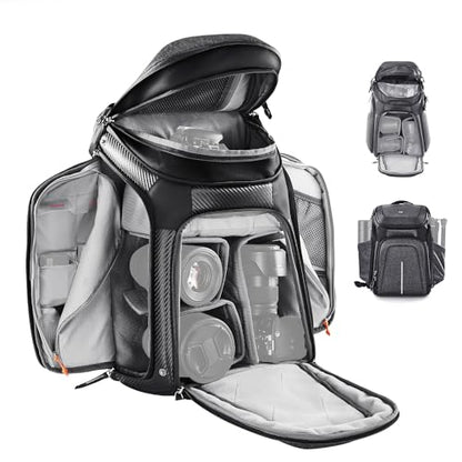 K&F CONCEPT DSLR/SLR Photography Waterproof Camera Bag with 15.6 inch Laptop Compartment Tripod Holder Raincover Camera Backpack - color: 03-black