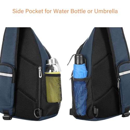 MOSISO Sling Backpack Bag, Crossbody Shoulder Bag Travel Hiking Daypack Chest Bag with Front Square Pocket&USB Charging Port - color: Haze Blue