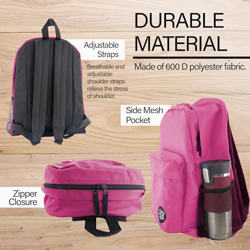 BAZIC 1056 Classic Backpack, Fuchsia, 17" - color: Fuchsia, size: 17"