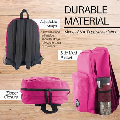 BAZIC 1056 Classic Backpack, Fuchsia, 17" - color: Fuchsia, size: 17"