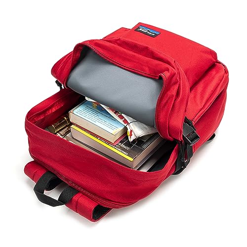 K-Cliffs Classic Backpack Basic Student Campus Daypack Simple Travel Rucksack with Laptop Compartment Bottle Holder Padded Straps Red - color: Red