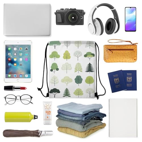 Honeycomb Drawstring Backpack Lightweight & Durable Bag Green Trees with Unique Textures for City Life - color: Style-5