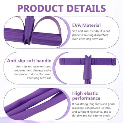 Fitness Resistance Bands- 6 Tube Pedal Ankle Puller with Handle & Tensile Rope for Exercise Sit Up Exercise Equipment Elastic Home Gym Equipment for Women Men - size: 6
