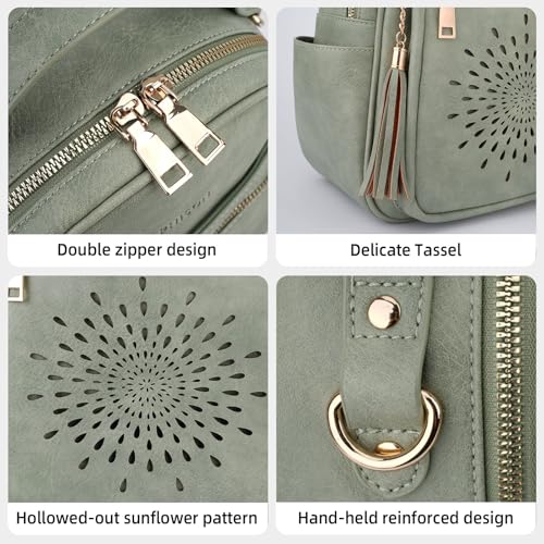 APHISON Small Backpack Purse for Women Cute PU Leather Mini Backpacks Ladies Casual Lightweight Travel Daypack Waterproof - color: 1-green, size: Small