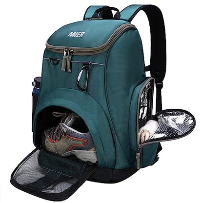 MIER Gym Backpack 40L Basketball Backpack with Ball Compartment & Shoes Storage Multi-Functional Sports Soccer Bag Large Equipment Back Pack Volleyball Backpacks for Men Women - color: Dark Green