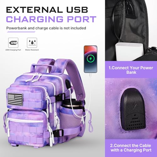 Boomistry 15L Mini Tactical Backpack Small Tactical Backpack for Women, Military Backpack for Gym, Hiking, Daily (Purple Nebula-15L) - color: Purple Nebula-15l