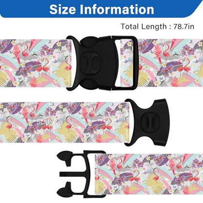 Luggage Straps for Suitcases, Travel Adjustable Belt with Quick Release Buckle, Heavy Duty Nylon Bag Packing Strap, Unique Bright Identifiers Business Travel Accessories (2 Pack) - Flamingo - color: Deep Pink