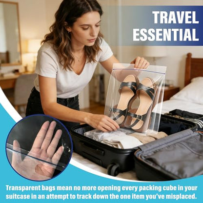 Waterproof Shoe Bags for Travel Packing Storage, Smellproof Travel Essentials Bag for Men and Women, Clear (15-pack) - size: 15-pack