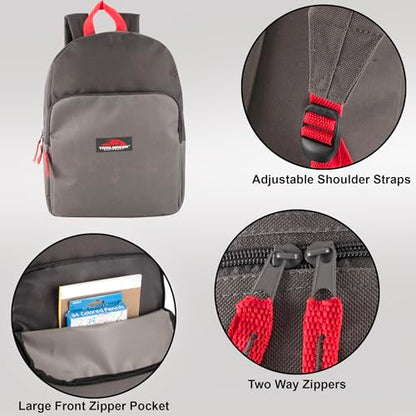 Trail maker 15 Inch Backpack for Kids, Preschool, Elementary & Middle School Students – Spacious Bookbag with Large Front Pocket, Adjustable Straps, Fits up to 13 Inch Laptop (Grey) - color: Grey