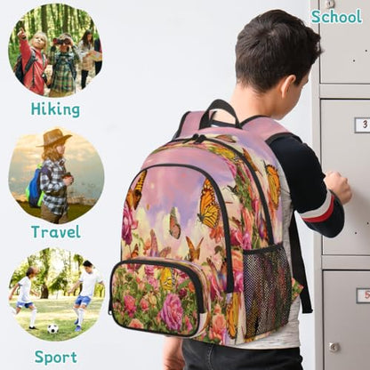 Flower Butterfly Laptop Backpack for Women Men, Work Computer Backpacks, 18.3 Inch Large Computer Nurse Teacher Bags Travel Casual Daypack - color: Multicolor 6