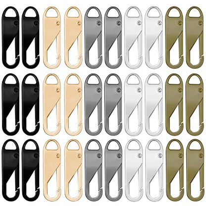 30pcs Detachable Zipper Repair Kit - Metal Zipper Pull Tabs for Luggage, Clothing, Backpacks, Boots, Purse (Black+Silver+Grey+Gold+Bronze) - color: Black+Silver+Grey+Gold+Bronze
