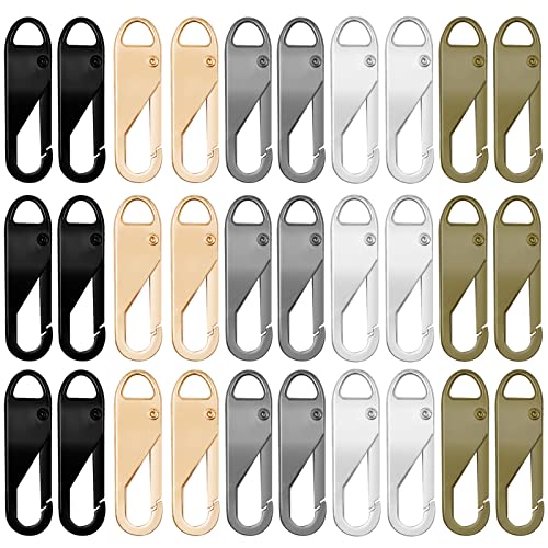 30pcs Detachable Zipper Repair Kit - Metal Zipper Pull Tabs for Luggage, Clothing, Backpacks, Boots, Purse (Black+Silver+Grey+Gold+Bronze) - color: Black+Silver+Grey+Gold+Bronze