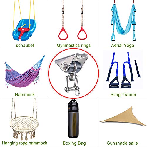 SELEWARE Anti-Squeaking Swing Hanger Stainless Steel Swing Set Hook Ceiling Mount Bracket for Hammock Chair Toddler Swing Yoga Swing Punching Bag - color: Silver ( 1 Pack 360° Swing Hanger )