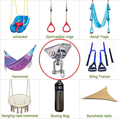 SELEWARE Anti-Squeaking Swing Hanger Stainless Steel Swing Set Hook Ceiling Mount Bracket for Hammock Chair Toddler Swing Yoga Swing Punching Bag - color: Silver ( 1 Pack 360° Swing Hanger )