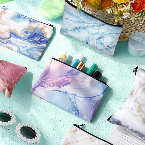 Reginary 20 Pcs Makeup Bags Gifts for Women Canvas Cosmetic Bags with Zipper Bulk Gift for Women Travel Purse Organizer Pouch Accessory, Toiletry Large Capacity, 7 x 4.3 Inch(Marble) - style: Marble