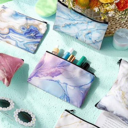 Reginary 20 Pcs Makeup Bags Gifts for Women Canvas Cosmetic Bags with Zipper Bulk Gift for Women Travel Purse Organizer Pouch Accessory, Toiletry Large Capacity, 7 x 4.3 Inch(Marble) - style: Marble