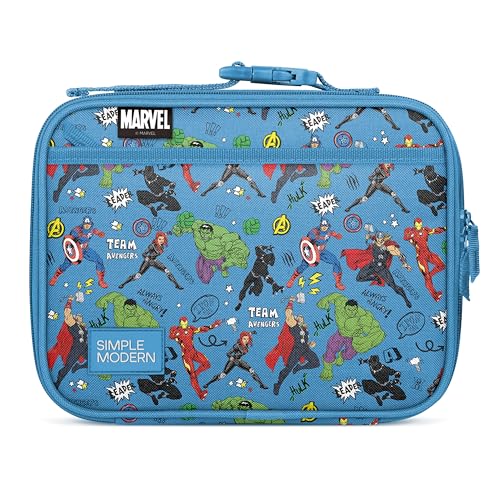 Simple Modern Marvel Avengers Kids Lunch Box for School | Reusable Insulated Lunch Bag for Toddler, Girl, and Boy | Meal Container with Exterior & Interior Pocket | Hadley Collection | Avengers Heroes - color: Marvel: Avengers Heroes