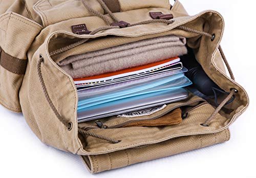 GOOTIUM 21101KA Specially High Density Thick Canvas Backpack Rucksack,Khaki - color: Khaki, size: Large