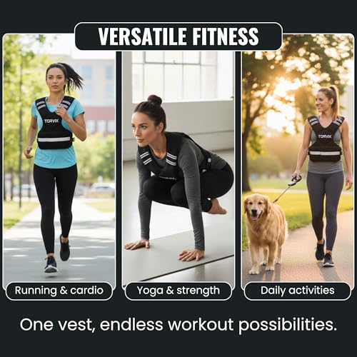 Adjustable Weighted Vest for Women and Men 6-15 lbs - Weight Vest for Walking, Weights for Workout Exercise Fitness Gym - Running Walking Training Vest with Reflective Strips & Pocket