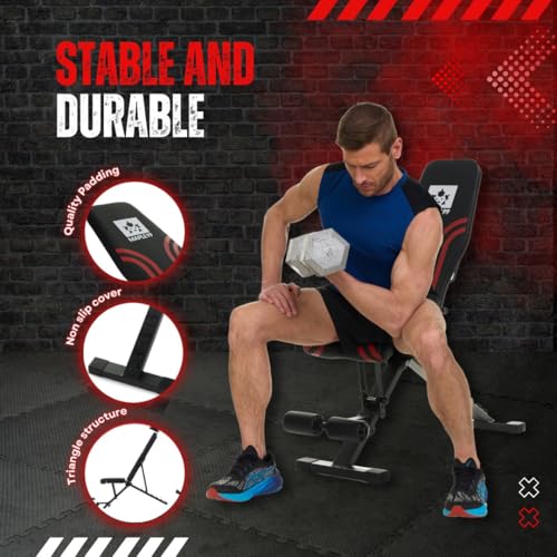 Adjustable Weight Bench - Professional Grade Fitness Equipment for Full Body Workout. Larger Size, Heavy-Duty Steel Construction, 8-Position Backrest, Foldable Design, Ready to Use