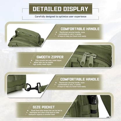 Tactical Backpack for Men, Waterproof Military Sport Bag Pack Crossbody Sling Backpack Tactical Bag for Every Day Carry, Green - color: Green
