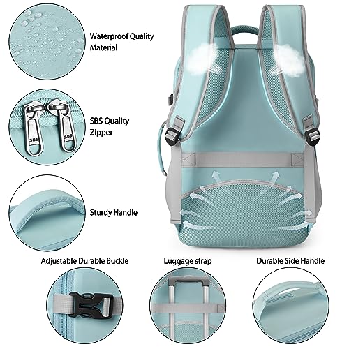 Lubardy Travel Backpack for Men Women 17 Inch Flight Approved Carry on Backpack Waterproof Large 40L Luggage Daypack Business College Weekender Overnight Laptop Backpack with 3 Packing Cubes, Green - color: Green(backpack With 3 Packing Cubes)