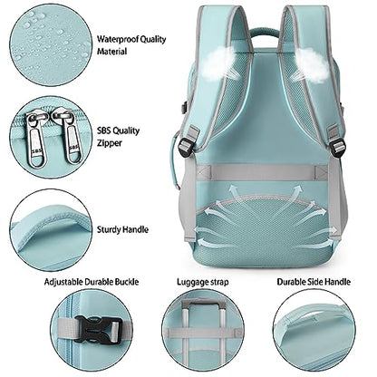 Lubardy Travel Backpack for Men Women 17 Inch Flight Approved Carry on Backpack Waterproof Large 40L Luggage Daypack Business College Weekender Overnight Laptop Backpack with 3 Packing Cubes, Green - color: Green(backpack With 3 Packing Cubes)