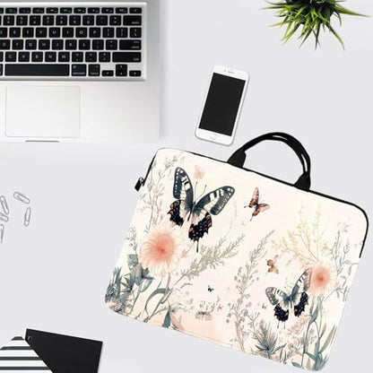 15-Inch Laptop Sleeve – Stylish, Lightweight, Shockproof, Water-Resistant Case for Lenovo, HP, Dell, Asus Notebooks - Cute Weeds and Butterflies - color: Cute Weeds and Butterflies