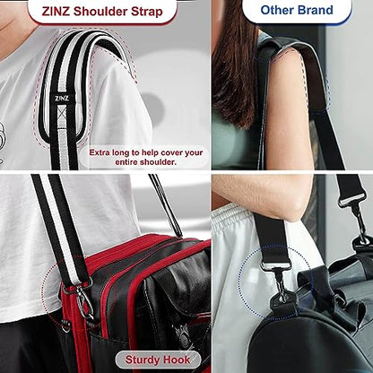 ZINMARK Shoulder Strap 59 inch, Extra-Thick Fixed Cushion Pad and Dual Clasps Universal Replacement Strap for Bags, Camera, Crossbody，Lawn mower -Black White Black Stripe - color: Black White Black Stripe