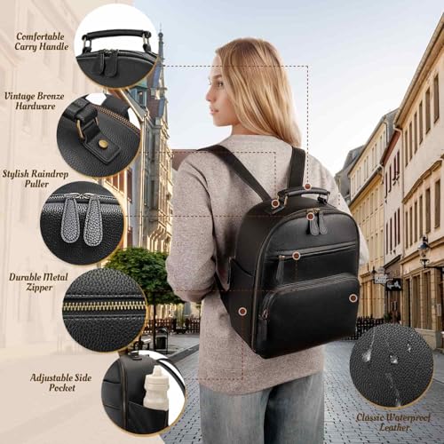 Small Camera Backpack Classic PU Leather for DSLR, Professional Camera Bag for Photographers with 11 Inch Pad/Tablet Compartment Small 10L Black - color: Black